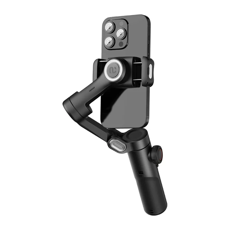 AOCHUAN XE Standard Gimbal (Must) - 3-teljeline nutitelefoni stabilisaator Bluetooth 5.0, 2600mAh aku, kokkupandav disain