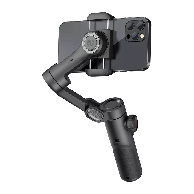 AOCHUAN XE Standard Gimbal (Must) - 3-teljeline nutitelefoni stabilisaator Bluetooth 5.0, 2600mAh aku, kokkupandav disain