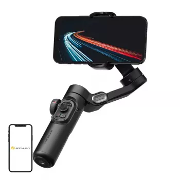 AOCHUAN XE Standard Gimbal (Must) - 3-teljeline nutitelefoni stabilisaator Bluetooth 5.0, 2600mAh aku, kokkupandav disain