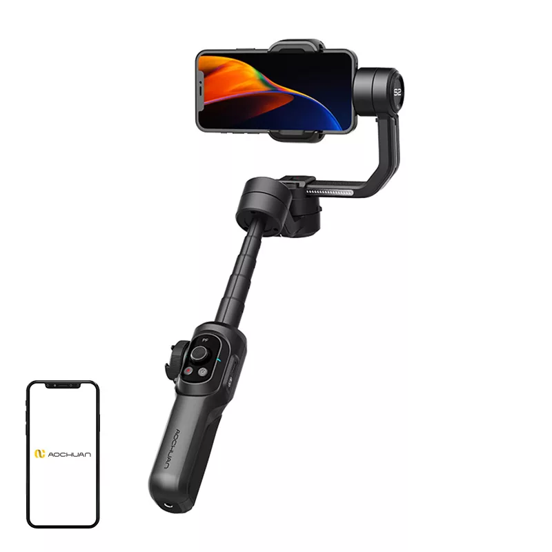 AOCHUAN S2 Nutitelefoni Gimbal Stabilisaator 3-teljeline Must