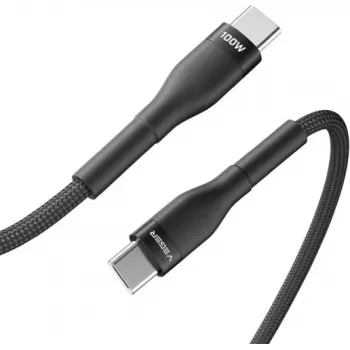 VEGER USB-C to USB-C PD 100W kaabel 1,5 m, must