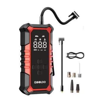 GOOLOO A6 Gear Õhukompressor - Digitaalne rehvitäitja 150 PSI, 6000mAh aku, LED-taskulamp, USB-C laadimine