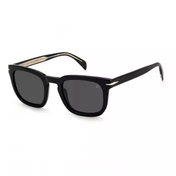 DAVID BECKHAM DB-7076-S-807 meeste päikeseprillid - must atsetaatraam, hallid polükarbonaat läätsed, UV400 kaitse, 50 mm läätse laius