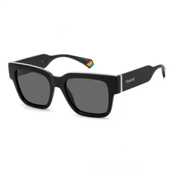 POLAROID PLD6198SX807 Unisex Ristkülikukujulised Päikeseprillid Havana Raamiga Hallid Polariseeritud Läätsed 52mm