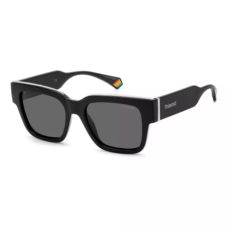 POLAROID PLD6198SX807 Unisex Ristkülikukujulised Päikeseprillid Havana Raamiga Hallid Polariseeritud Läätsed 52mm