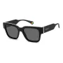 POLAROID PLD6198SX807 Unisex Ristkülikukujulised Päikeseprillid Havana Raamiga Hallid Polariseeritud Läätsed 52mm