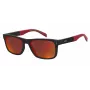 LEVI'S LV-5059-S-BLX Meeste ristkülikukujulised päikeseprillid - Must atsetaatraam hallide polükarbonaatklaasidega - 55/17/145 mm