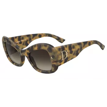 DSQUARED2 Naiste päikeseprillid D2-0137-S-C9B Havana atsetaat ruudukujulise raamiga pruunide gradiendläätsedega 54mm