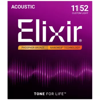 Elixir Strings 16027 Phosphor Bronze Custom Light NANOWEB akustilise kitarri keeled (11-52)