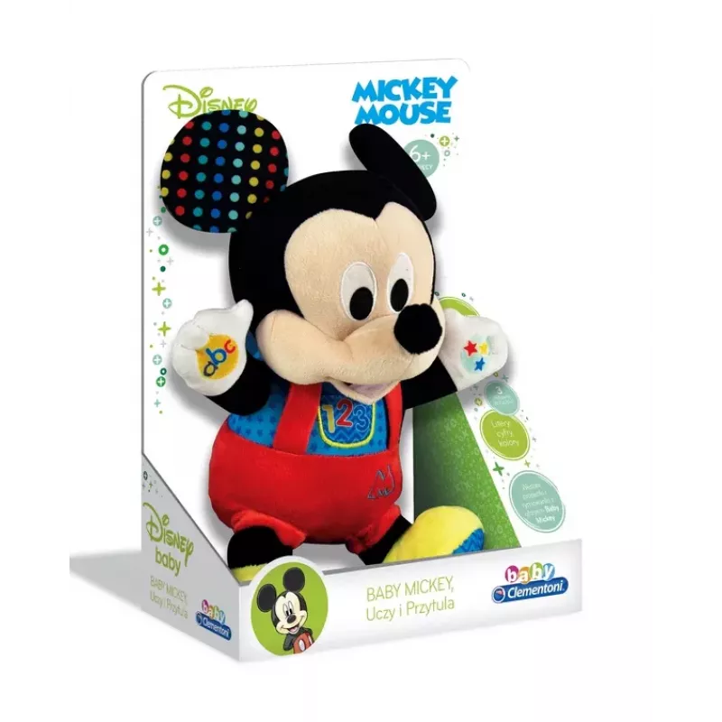 Clementoni Disney Baby Mickey Mouse interaktiivne plüüsist mänguasi, õpetab ja kallistab, poola keel 50131