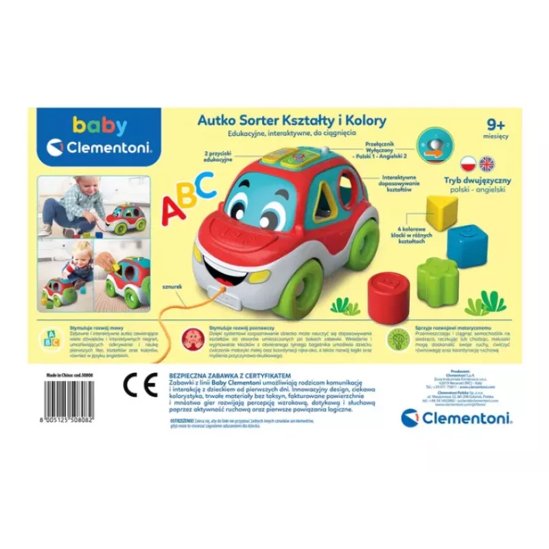 Clementoni Interactive Shape and Color Sorting Car (Poola ja inglise keel) 50808