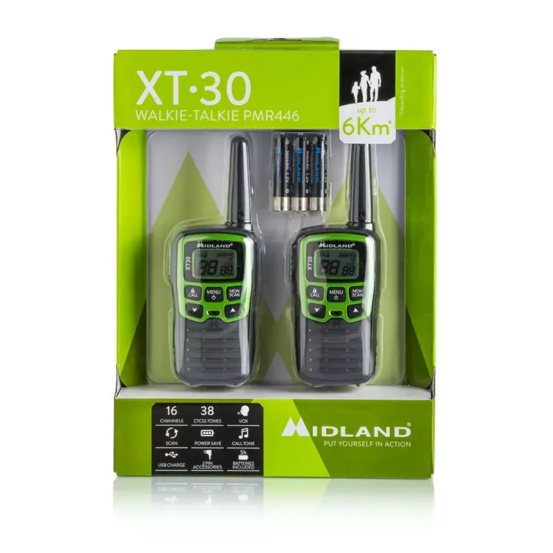 Midland XT30 2x PMR446 kahesuunaline raadiokomplekt roheline