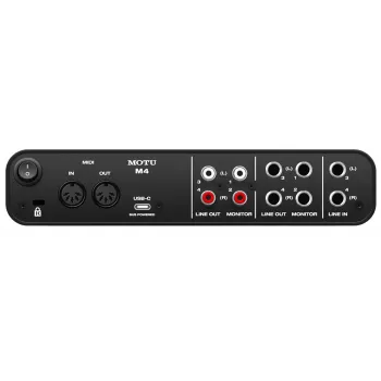MOTU M4 USB-C heliliides – 4x4, 24-bit/192 kHz, 2 mikrofoni eelvõimendit, MIDI I/O
