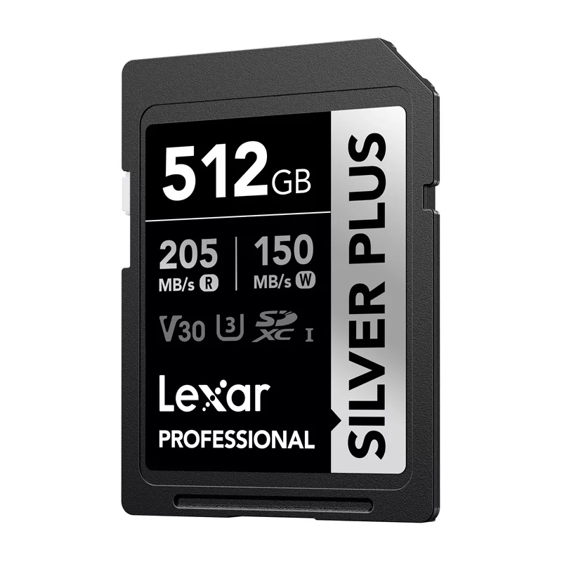 Lexar Professional SILVER PLUS SDXC 512GB mälukaart, UHS-I, U3, V30, A2, kuni 200MB/s lugemine, 140MB/s kirjutamine