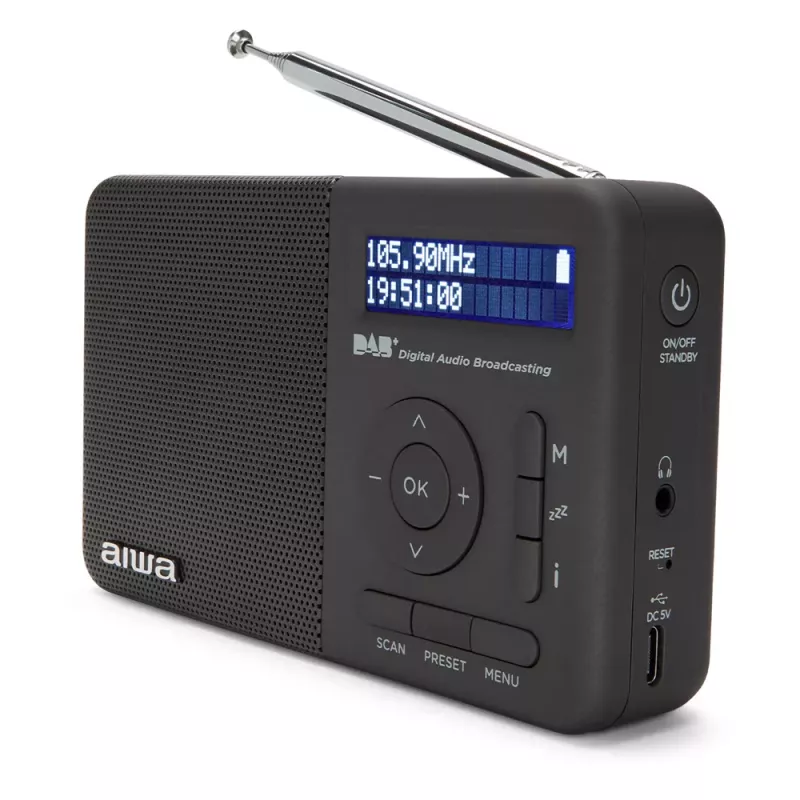 Aiwa RD-40DAB/BK Must DAB+ ja FM kaasaskantav raadio Bluetoothiga