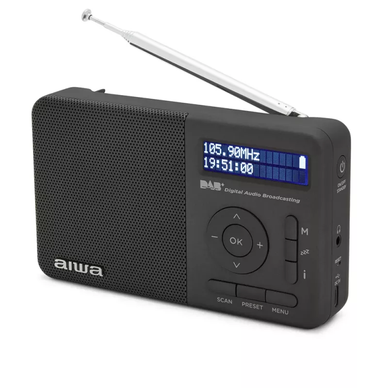 Aiwa RD-40DAB/BK Must DAB+ ja FM kaasaskantav raadio Bluetoothiga