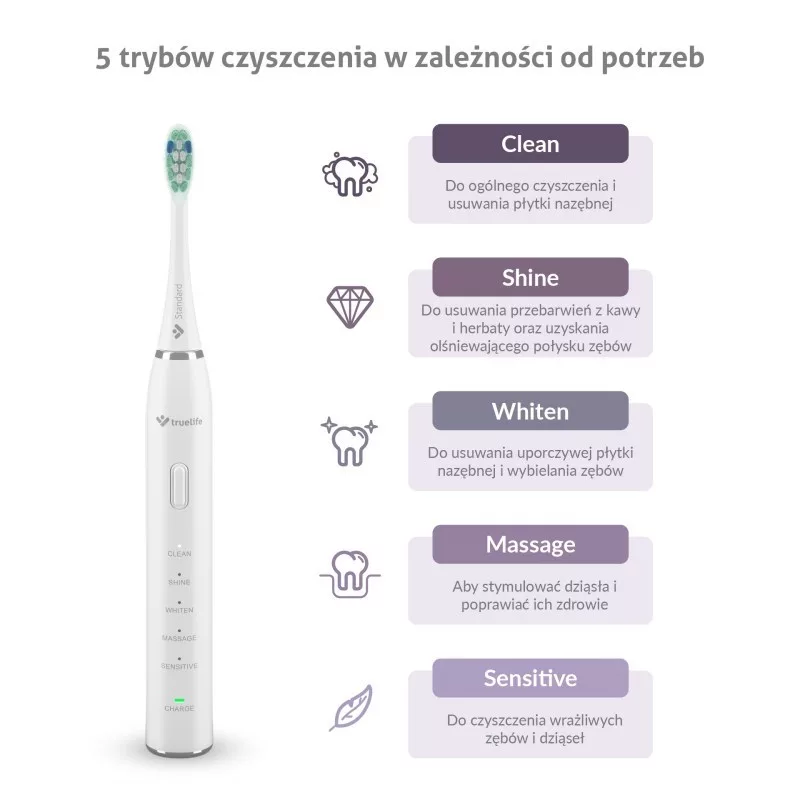 TrueLife SonicBrush Clean30 White Adult Oscillating Toothbrush