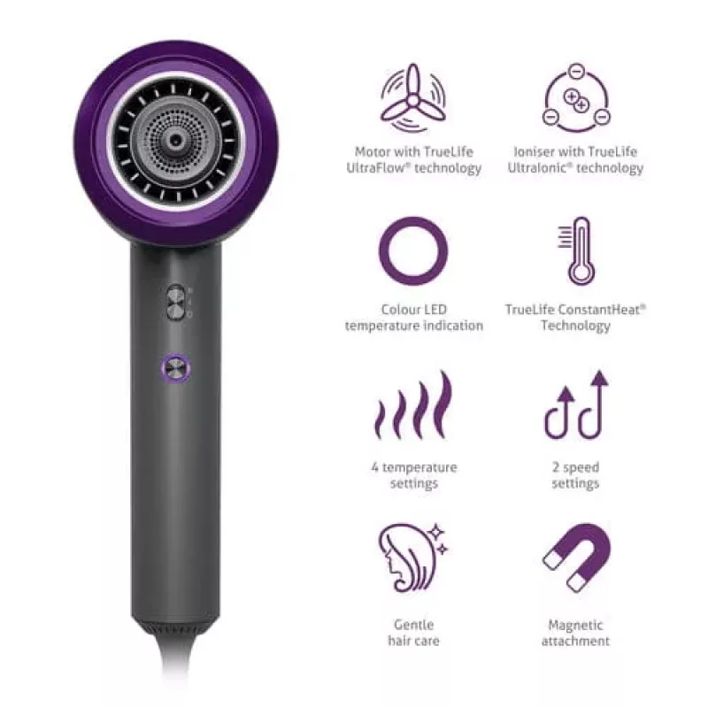 TrueLife HairDryer D3 Hair Dryer 1800 W Black