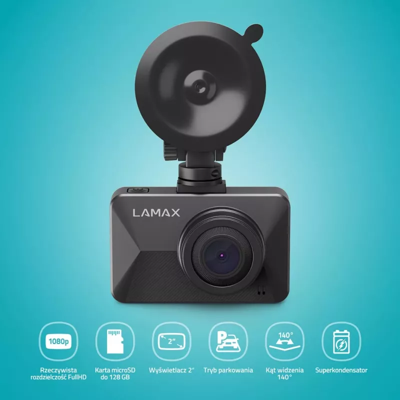 LAMAX T3 Sõidukaamera Full HD 1080p 140° lai vaatenurk G-anduri ja parkimisrežiimiga