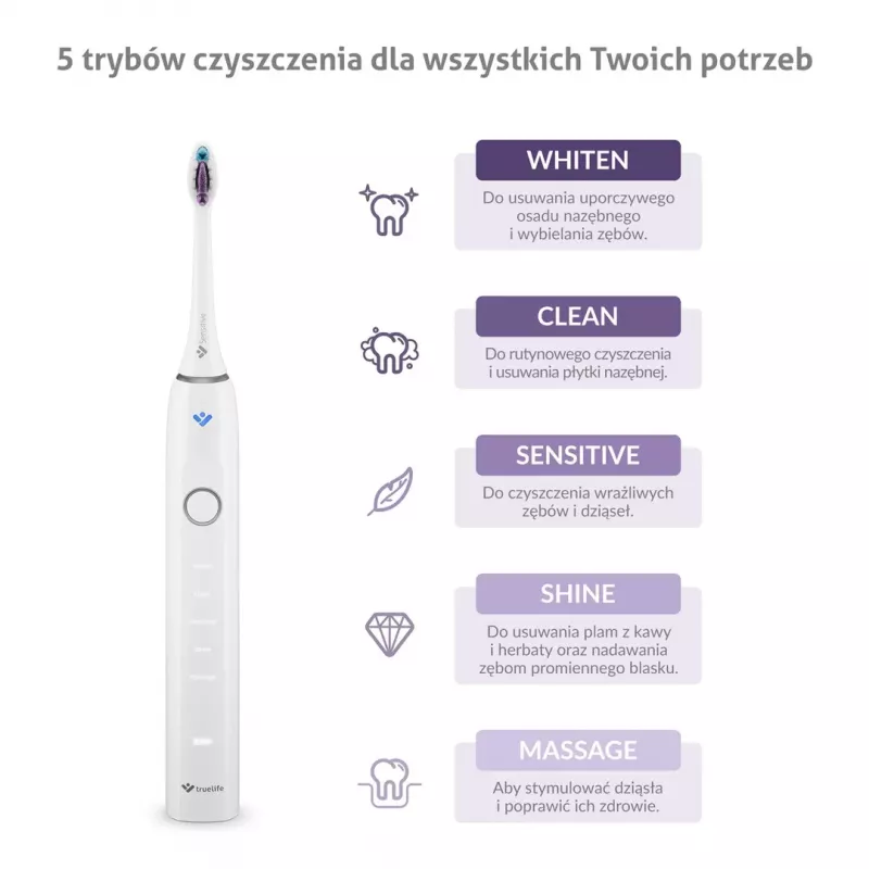 TrueLife SonicBrush Clean70 UV Sonic Toothbrush with UV Sanitizer, 5 Modes, 3 Brush Heads, Travel Case, Black
