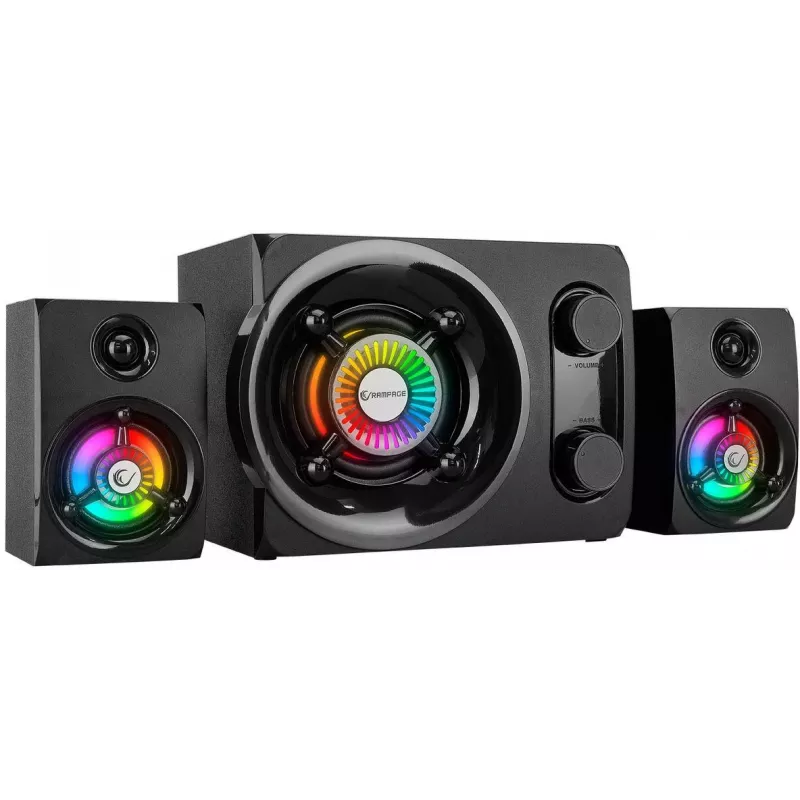 Rampage RMS-G8 25W kaasaskantav Bluetooth-kõlar RGB-valgustuse, TWS-i ja FM-raadioga, must