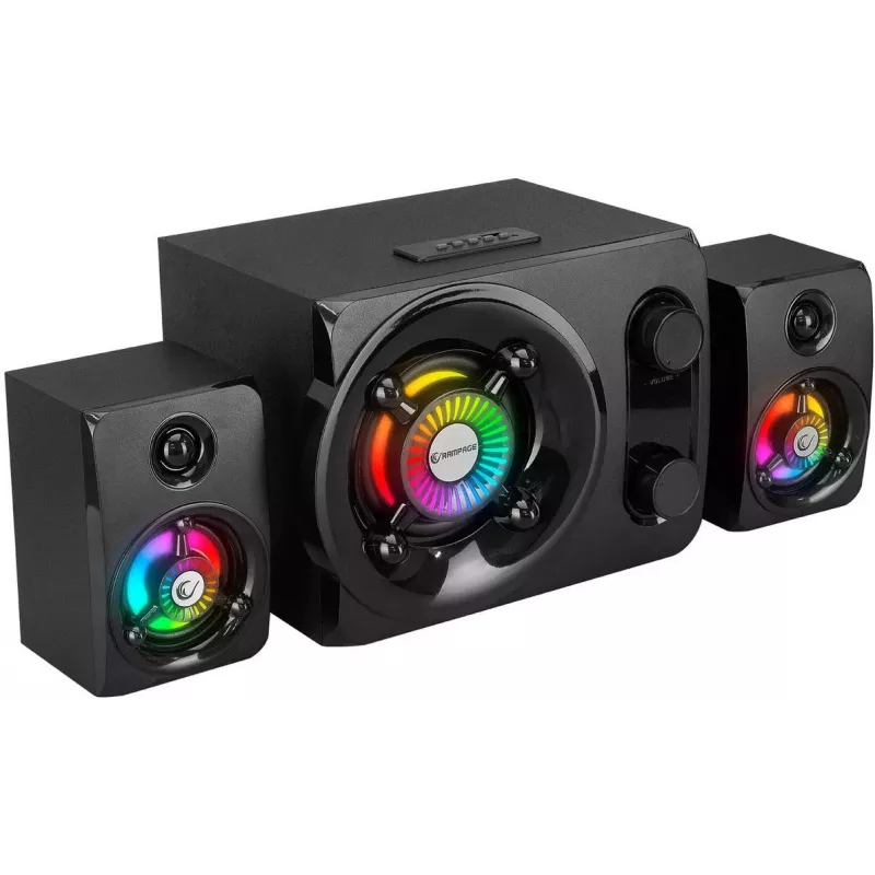 Rampage RMS-G8 25W kaasaskantav Bluetooth-kõlar RGB-valgustuse, TWS-i ja FM-raadioga, must