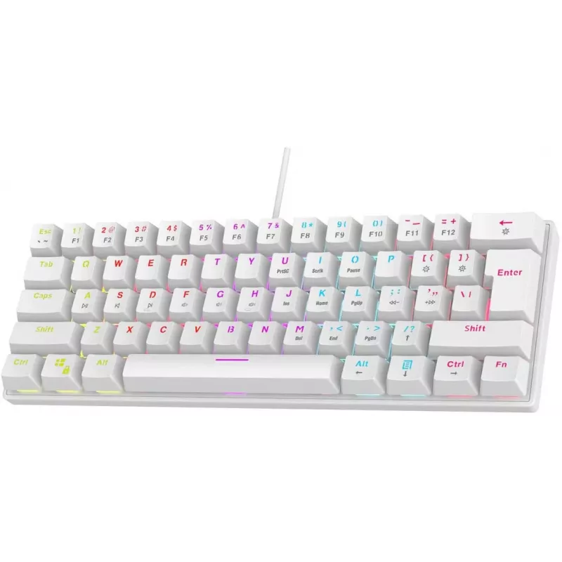Rampage PLOWERK60 Blue Switch White Mechanical Gaming Keyboard 60% RGB USB-C