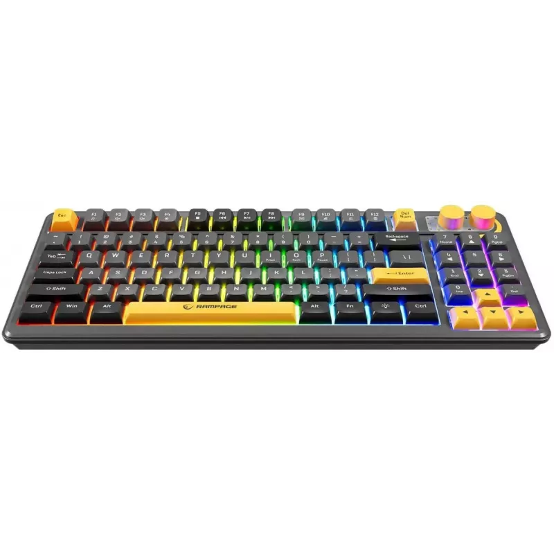 Rampage CYCLONE KNOB RGB 90% mehaaniline klaviatuur, Outemu Blue lülitid, must