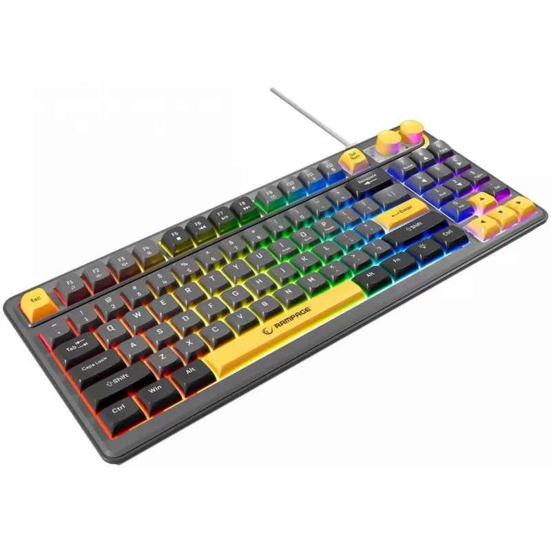 Rampage CYCLONE KNOB RGB 90% mehaaniline klaviatuur, Outemu Blue lülitid, must