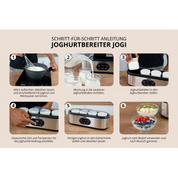 UNOLD 38726 Jogi jogurtivalmistaja, 4 x 180 ml klaaspurki