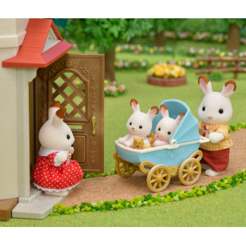 EPOCH Sylvanian Families Chocolate Rabbit Twins koos jalutuskäruga