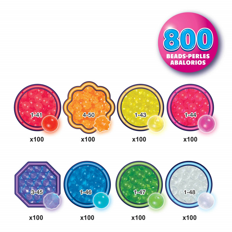 EPOCH Aquabeads Neon helmeste täitekomplekt - 600 tahket helmest 8 neoonvärvis, veega aktiveeritav, ühilduv kõigi Aquabeads komplektidega