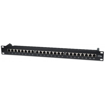 Intellinet 513487 24-pordiline Cat5e STP 1U riiulipaneel, must