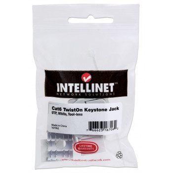 Intellinet 167062 Cat6 UTP Keystone Jack, ilma tööriistata, valge