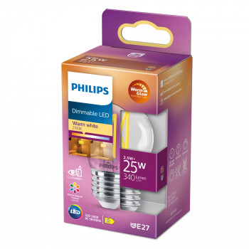 Philips LED Classic WarmGlow P45 läbipaistev hämardatav E27 2.3W 250lm 2200-2700K