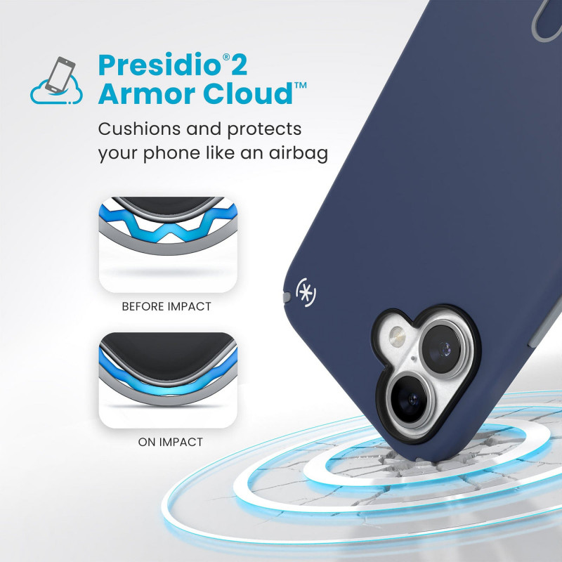 Speck Presidio2 Pro ClickLock & MagSafe kest iPhone 16 Plus jaoks - mereväesinine