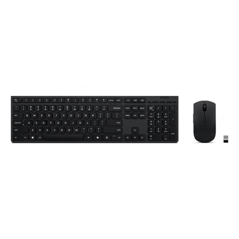 Lenovo Professional juhtmevaba klaviatuuri ja hiire komplekt - Taani paigutus, 1600 DPI, 2,4 GHz, must