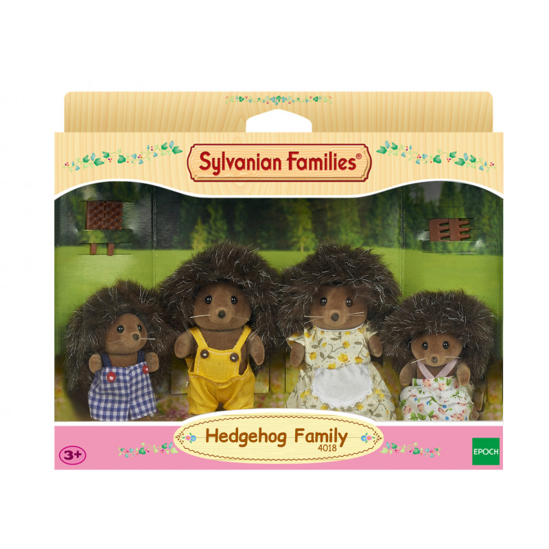 KAISER ELEKTRO Sylvanian Families Hedgehog Family of Stachel - kollektsioneeritav fliisitud loomafiguuride mängukomplekt, 4 figuuri kammiga, alates 3. eluaastast