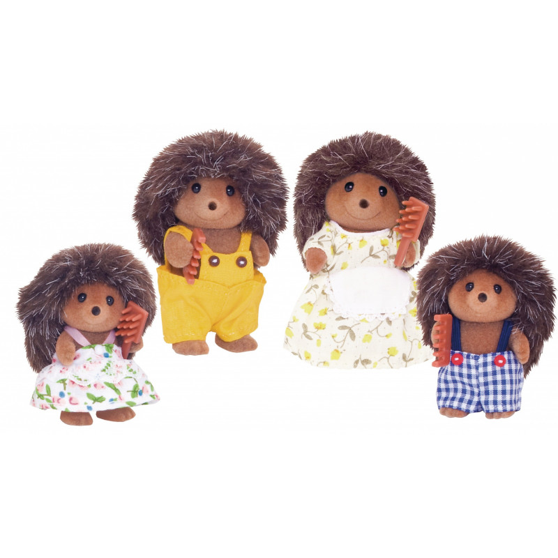 KAISER ELEKTRO Sylvanian Families Hedgehog Family of Stachel - kollektsioneeritav fliisitud loomafiguuride mängukomplekt, 4 figuuri kammiga, alates 3. eluaastast