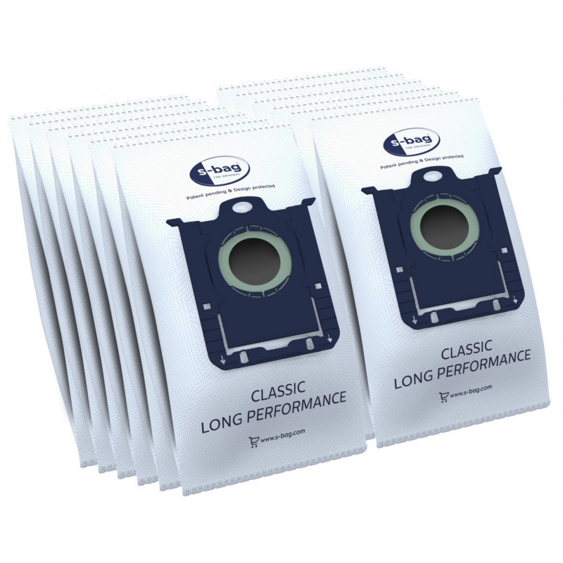 AEG GR201SM s-bag Classic Long Performance tolmuimeja tolmu­kotid, 8-pakk, sinine/valge, VX4 seeria jaoks 900 168 824