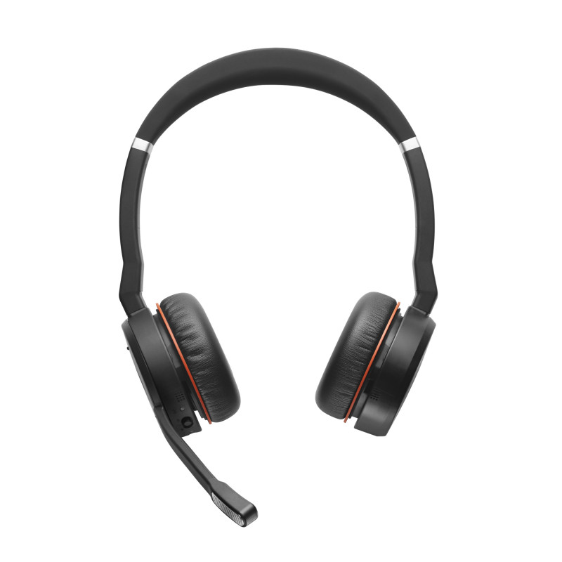 Jabra Evolve 75 MS Stereo juhtmevaba peakomplekt aktiivse mürasummutusega, Microsoft Teamsi sertifikaat, kahekordne Bluetooth-ühendus, Busylight, kõrvapealne, must