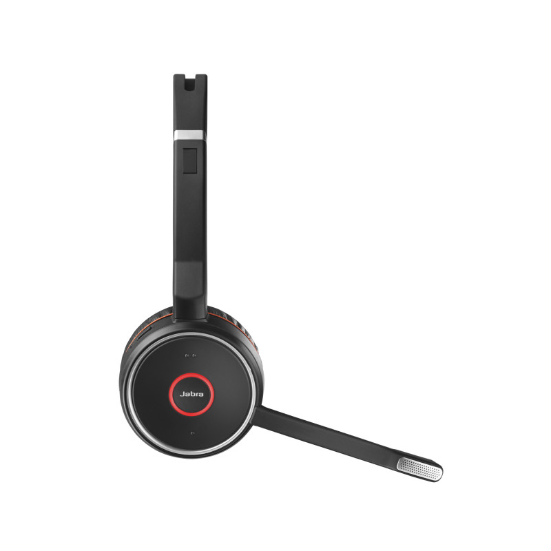 Jabra Evolve 75 MS Stereo juhtmevaba peakomplekt aktiivse mürasummutusega, Microsoft Teamsi sertifikaat, kahekordne Bluetooth-ühendus, Busylight, kõrvapealne, must