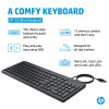 HP 150 juhtmega klaviatuur HE - täissuuruses USB-klaviatuur, must, pritsmekindel, numbriklahvistik 664R5AA#ABT