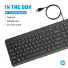 HP 150 juhtmega klaviatuur HE - täissuuruses USB-klaviatuur, must, pritsmekindel, numbriklahvistik 664R5AA#ABT