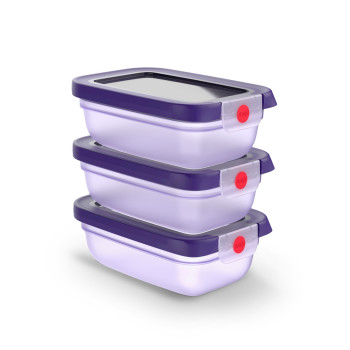 EMSA ONECLICK toidukarpide komplekt, 3 x 0,5 L, violetne, lekkekindel, BPA-vaba 3110601837