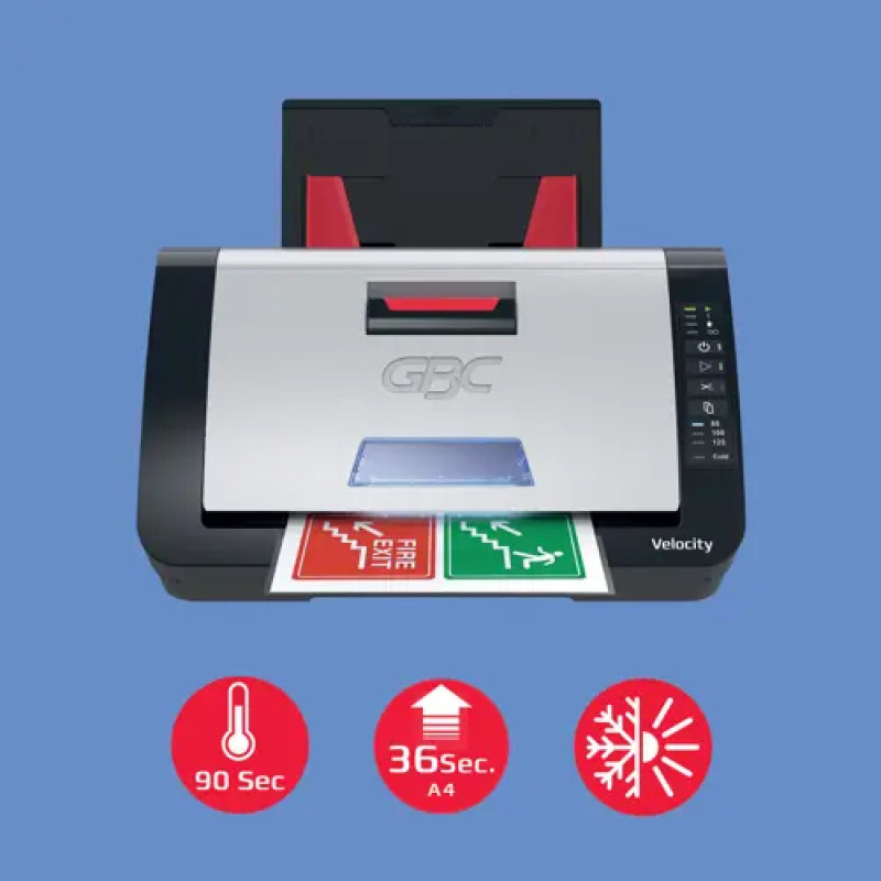 GBC Velocity A4 lamineerimismasin komplektis 10 taskuga, kuumlamineerimine, 2 rulli, ummistusvastane, must 4410076