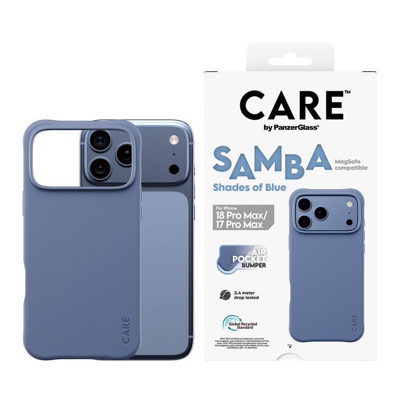 PanzerGlass CARE™ by Samba ümbris Shades of Blue MagSafe'iga iPhone 17 Pro Max / 18 Pro Max jaoks, läbipaistev