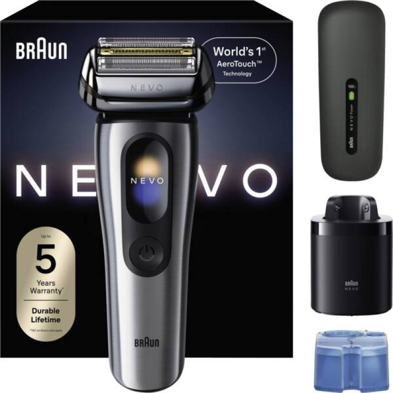 Braun NEVO 17000cc elektriline pardel Clean&Charge Stationiga, 5 režiimi, 360° pea, kroom/hõbe 349659