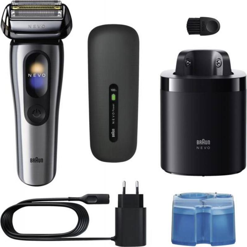 Braun NEVO 17000cc elektriline pardel Clean&Charge Stationiga, 5 režiimi, 360° pea, kroom/hõbe 349659