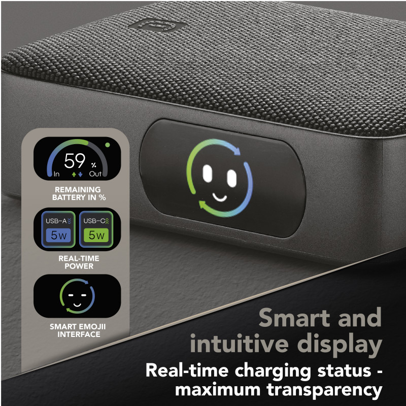 Cellularline Powerview IQ akupank 10000 mAh, 45 W, USB-C / USB-A, IQ-ekraan 61435